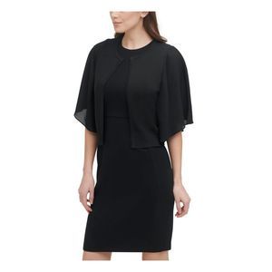 DKNY Womens Black Capelet Cardigan Flutter Sleeve Open Front Evening Sweater XL